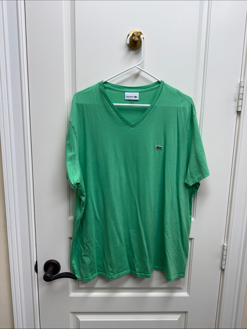 Lacoste Men's V-Neck Short Sleeve Tee in Mint Green